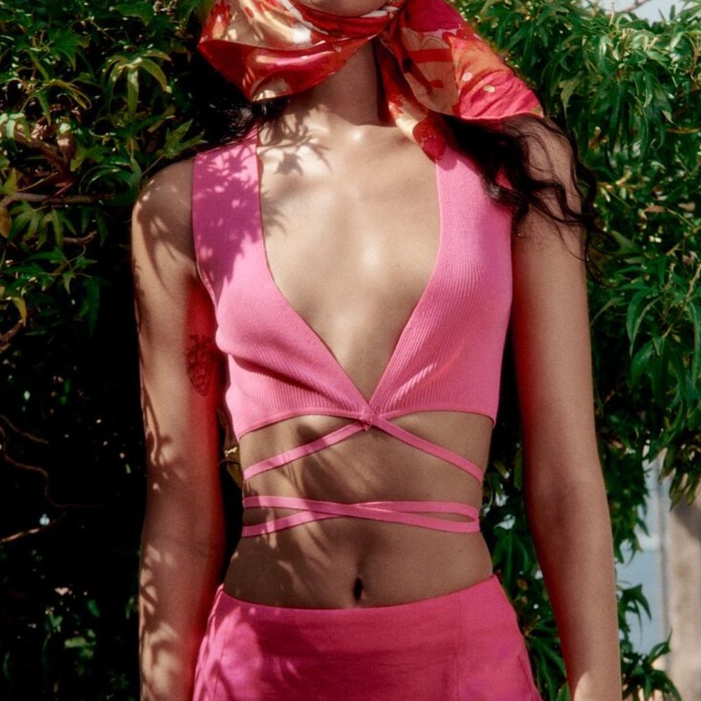 Zara Knit Wrap Crop Top